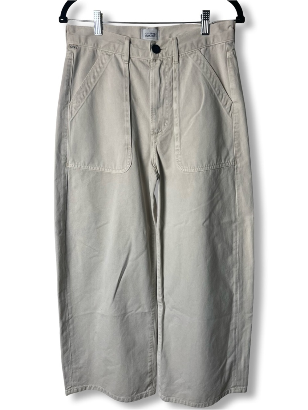 Citizens of Humanity - Ayla Cargo Crop Pale Stone Barrel Wide Leg NWT - Sz 27